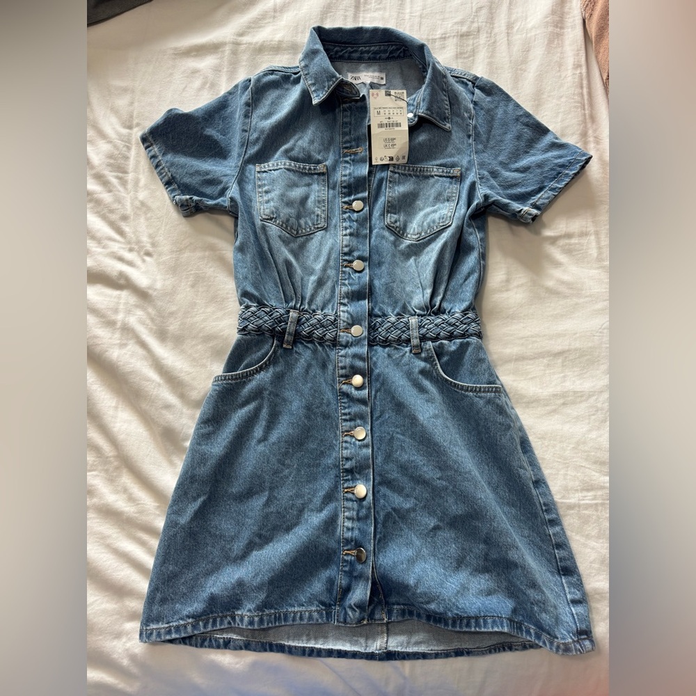 Zara belted denim dress